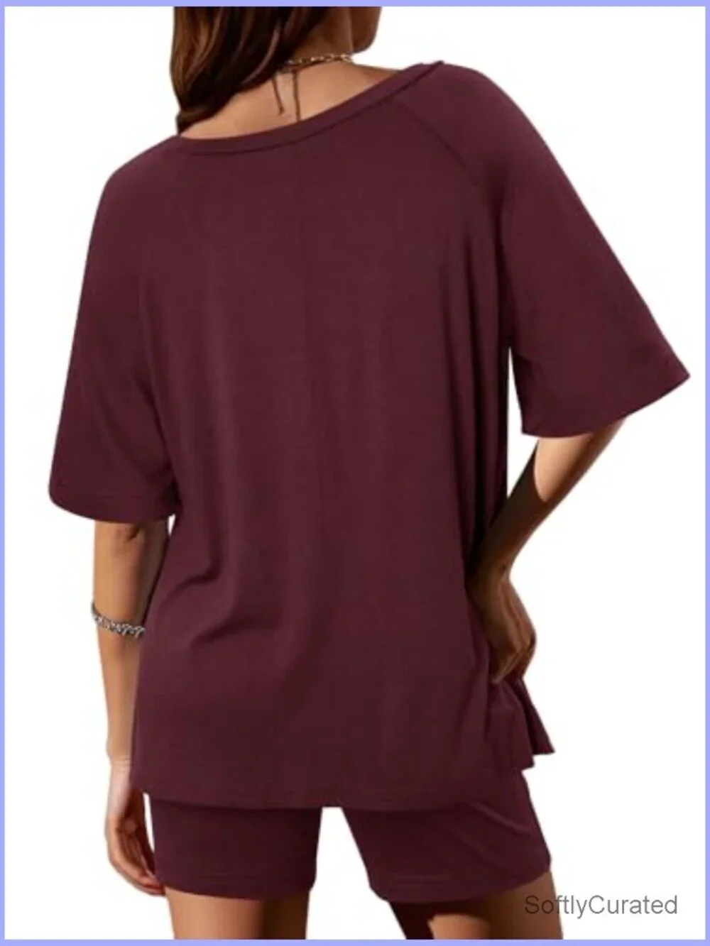 Two Piece Lounge Set Summer Casual Loose Fit Tee Biker Shorts Matching Travel